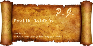 Pavlik Jolán névjegykártya